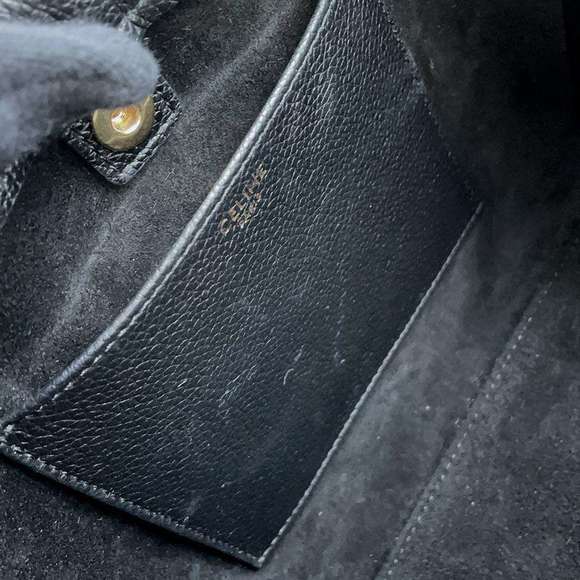 Celine Handbag Small Hippo Drawstring Cuir Triomphe 2way Shoulder Black - Picture 8 of 13